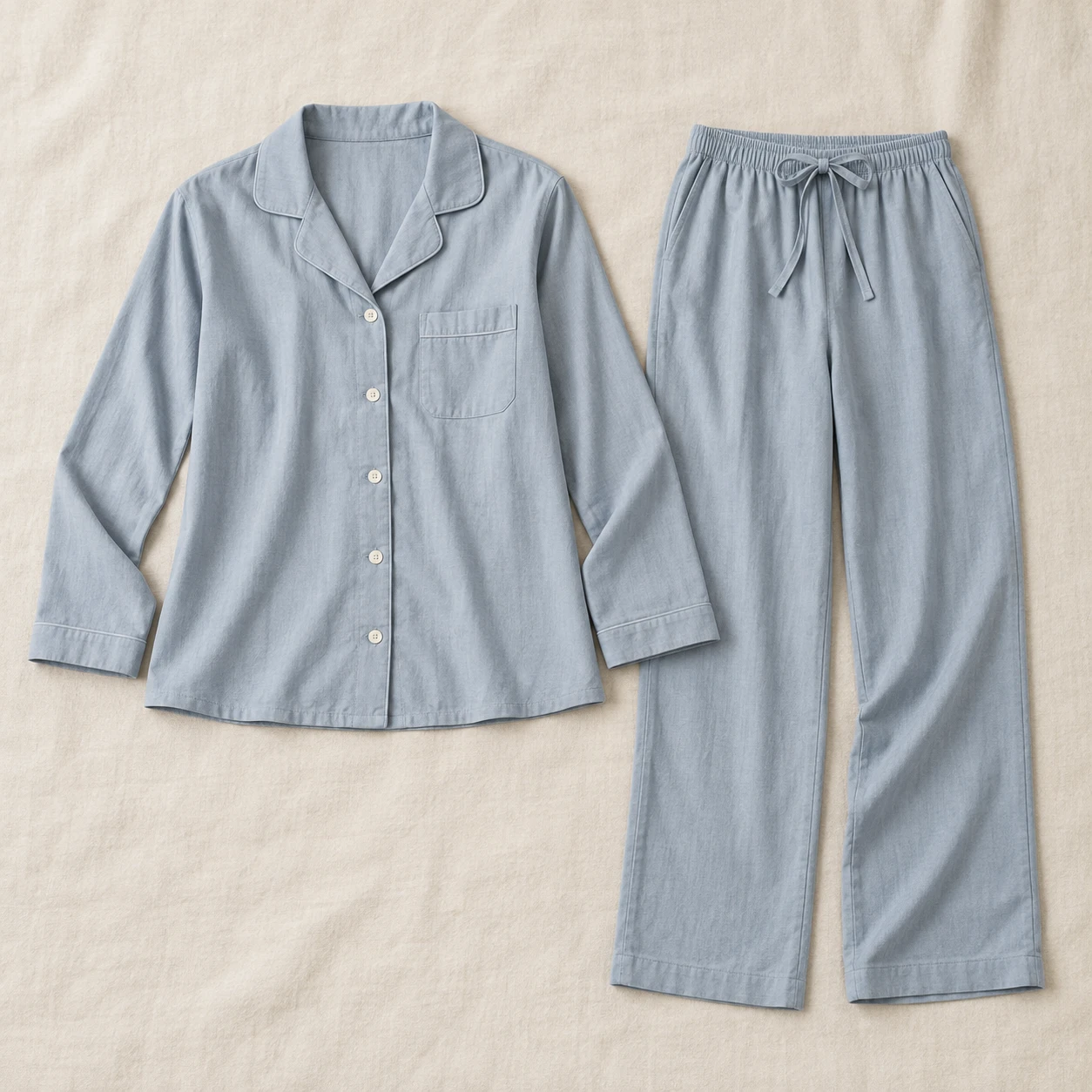 Blue Hour Cotton Pajama Set in Mist Blue