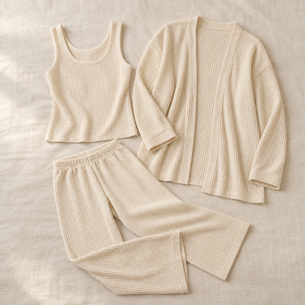 Cream Waffle Lounge Trio in Cream